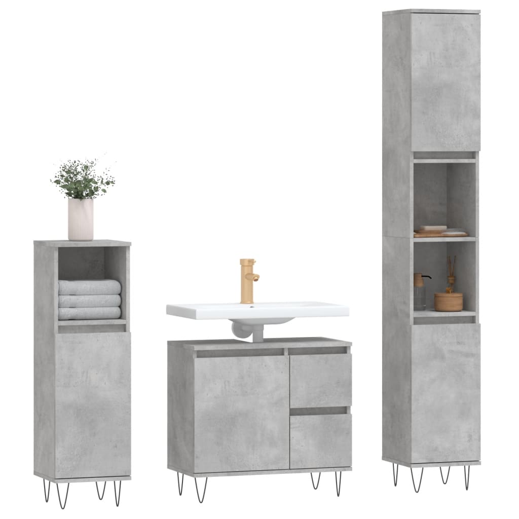 Set Mobilier De Baie, 3 Piese, , Lemn Compozit