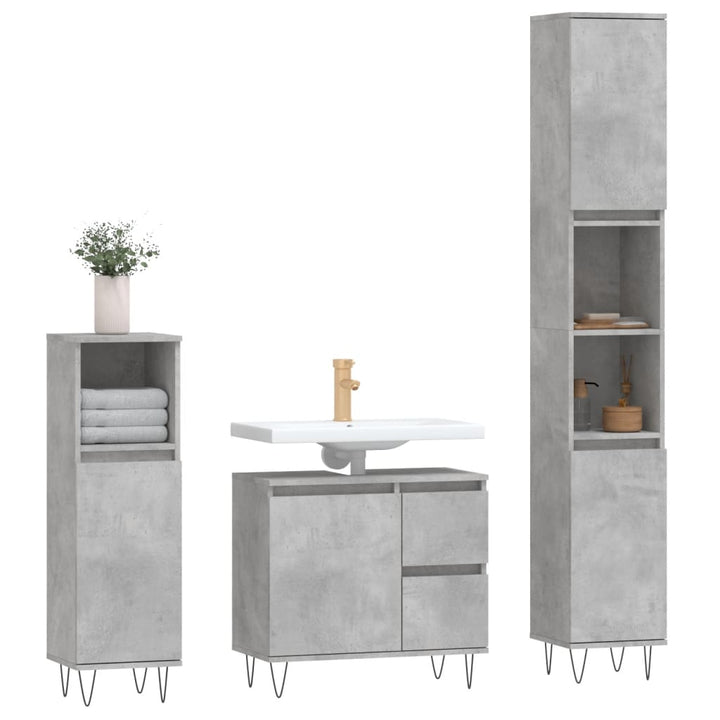 Set Mobilier De Baie, 3 Piese, , Lemn Compozit