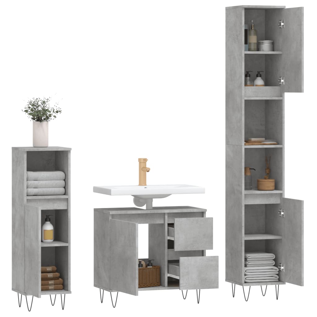 Set Mobilier De Baie, 3 Piese, , Lemn Compozit