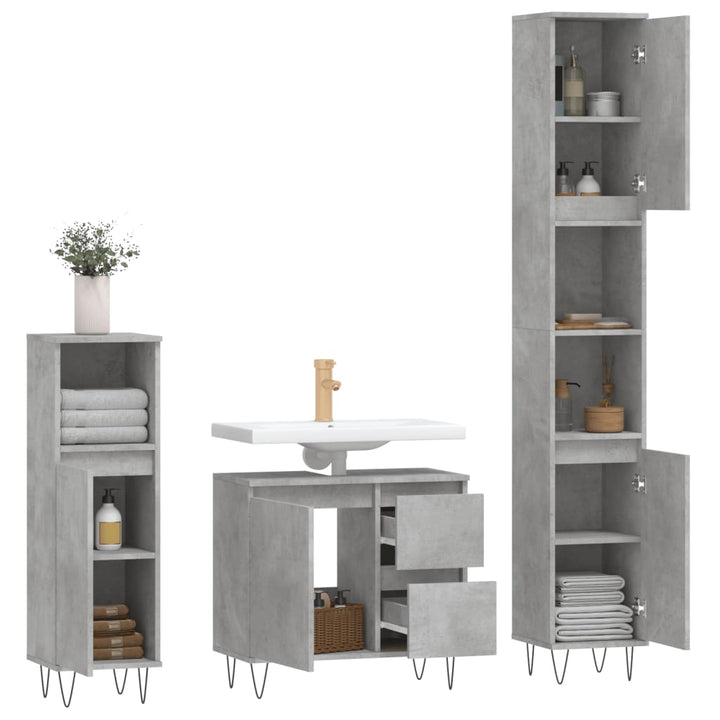 Set Mobilier De Baie, 3 Piese, , Lemn Compozit