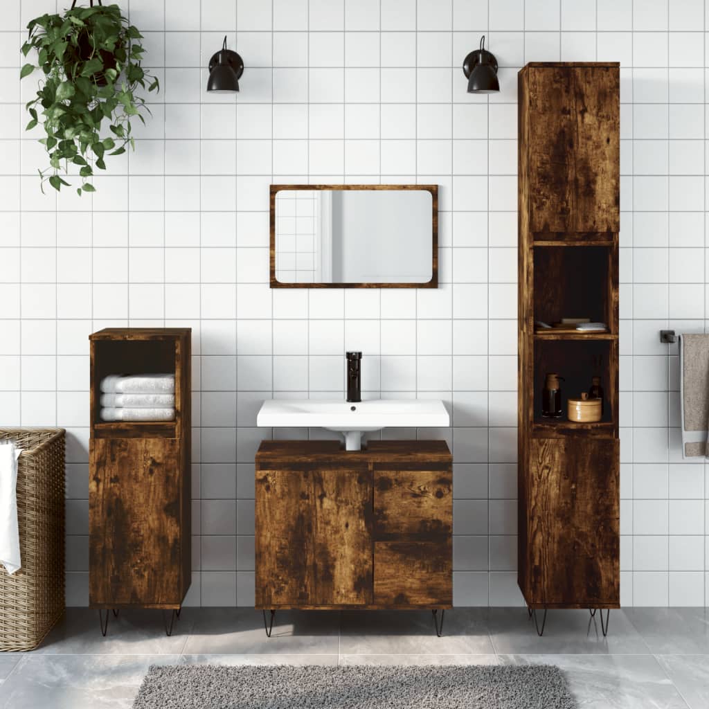 Set Mobilier De Baie, 3 Piese, , Lemn Compozit