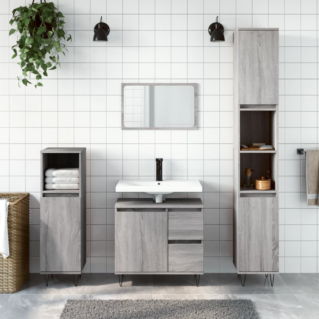 Set Mobilier De Baie, 3 Piese, , Lemn Compozit