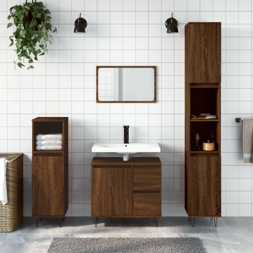 Set Mobilier De Baie, 3 Piese, , Lemn Compozit