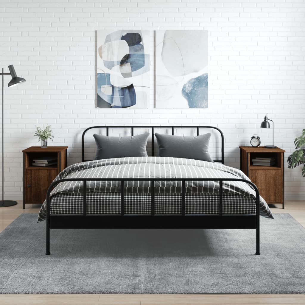 Noptiere, 2 Buc., Stejar Fumuriu, 40X42X60 Cm, Lemn Prelucrat