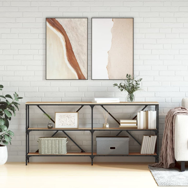 Masă Consolă 160X30X75 Cm Lemn Prelucrat Și Fier