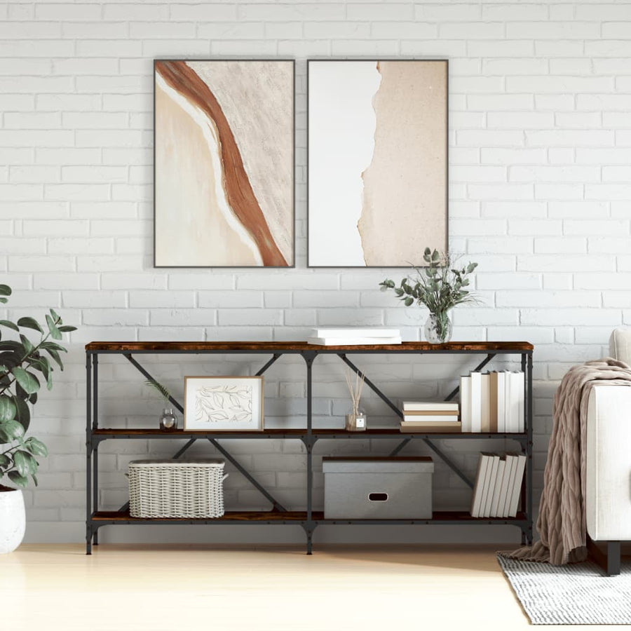Masă Consolă 160X30X75 Cm Lemn Prelucrat Și Fier