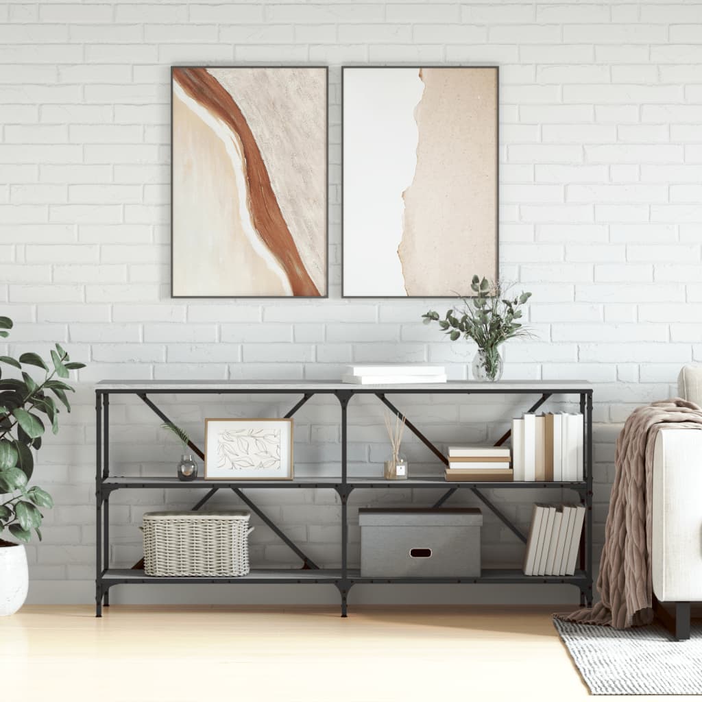 Masă Consolă 160X30X75 Cm Lemn Prelucrat Și Fier