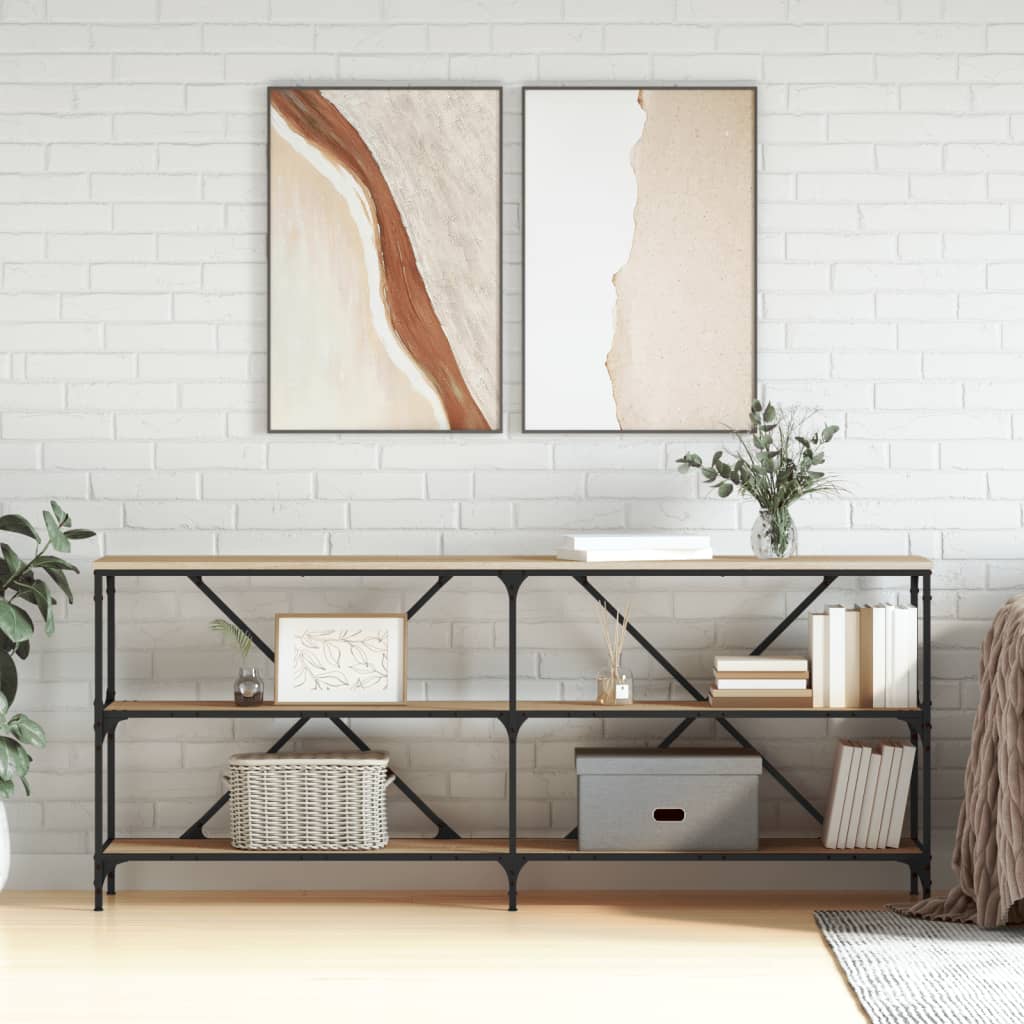 Masă Consolă 160X30X75 Cm Lemn Prelucrat Și Fier