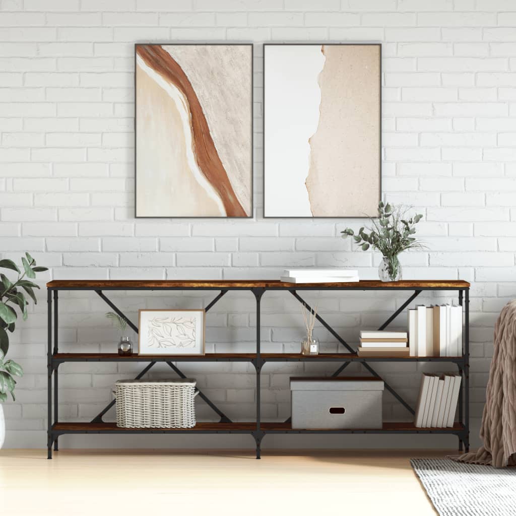 Masă Consolă 160X30X75 Cm Lemn Prelucrat Și Fier