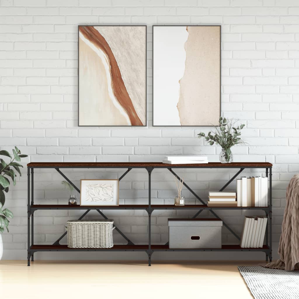 Masă Consolă 160X30X75 Cm Lemn Prelucrat Și Fier