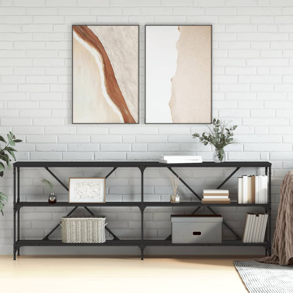 Masă Consolă 160X30X75 Cm Lemn Prelucrat Și Fier