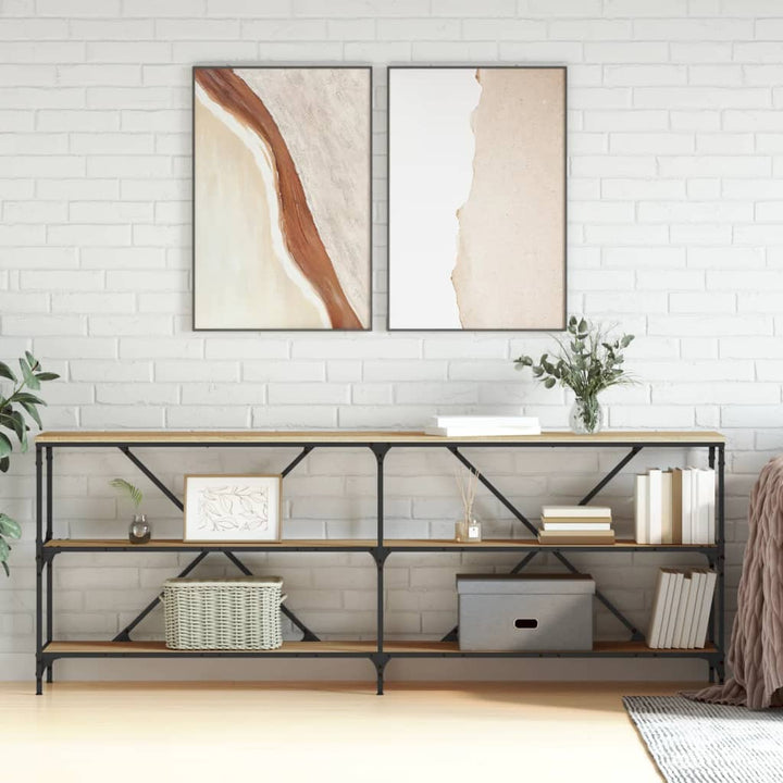 Masă Consolă 160X30X75 Cm Lemn Prelucrat Și Fier