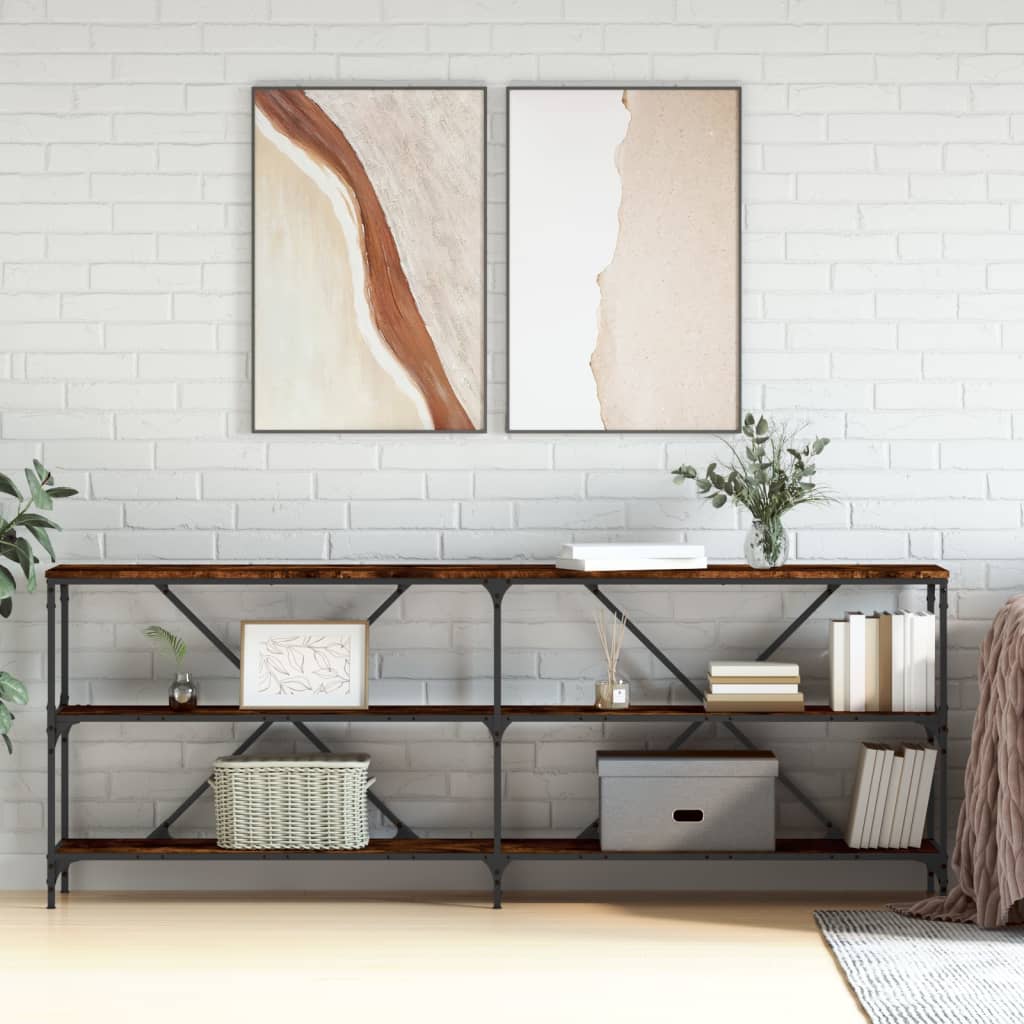 Masă Consolă 160X30X75 Cm Lemn Prelucrat Și Fier