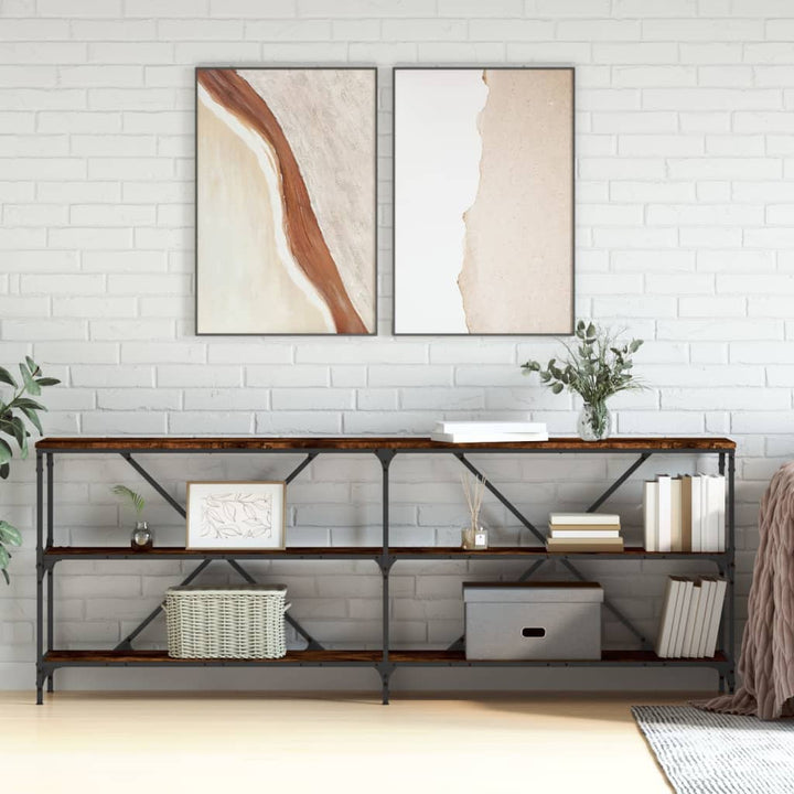 Masă Consolă 160X30X75 Cm Lemn Prelucrat Și Fier