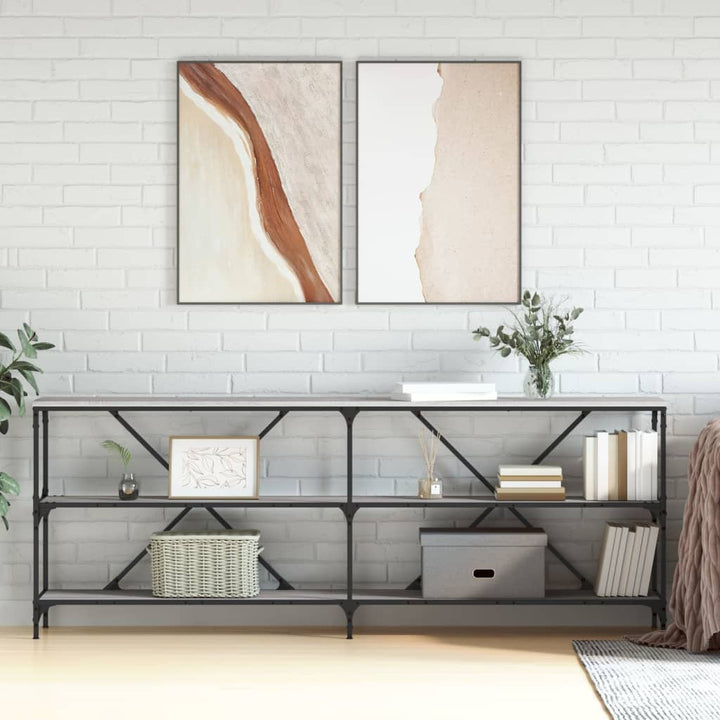 Masă Consolă 160X30X75 Cm Lemn Prelucrat Și Fier