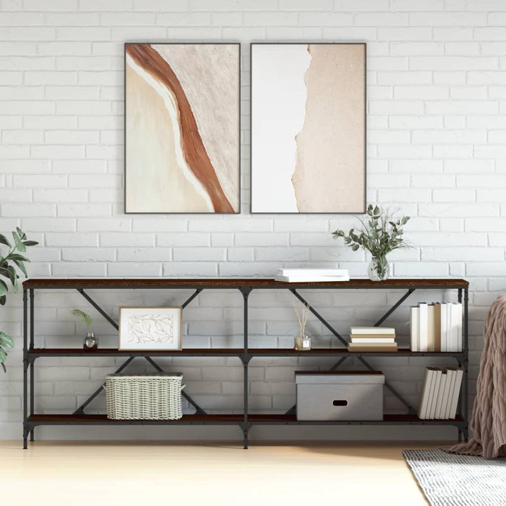 Masă Consolă 160X30X75 Cm Lemn Prelucrat Și Fier
