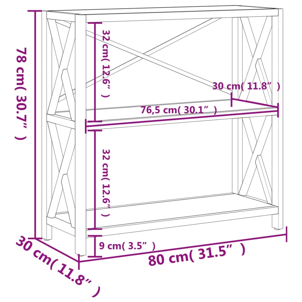 Raft Cu 3 Niveluri, 80X30X, Lemn Masiv De Stejar