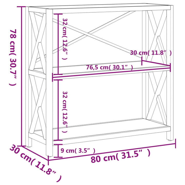 Raft Cu 3 Niveluri, 80X30X, Lemn Masiv De Stejar
