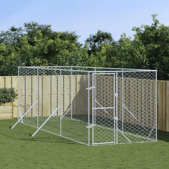 Padoc De Exterior Pentru Câini Argintiu 2X14X2M Oțel Galvanizat