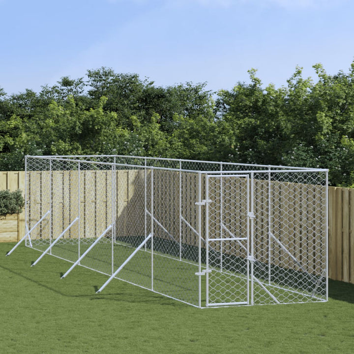 Padoc De Exterior Pentru Câini Argintiu 2X14X2M Oțel Galvanizat