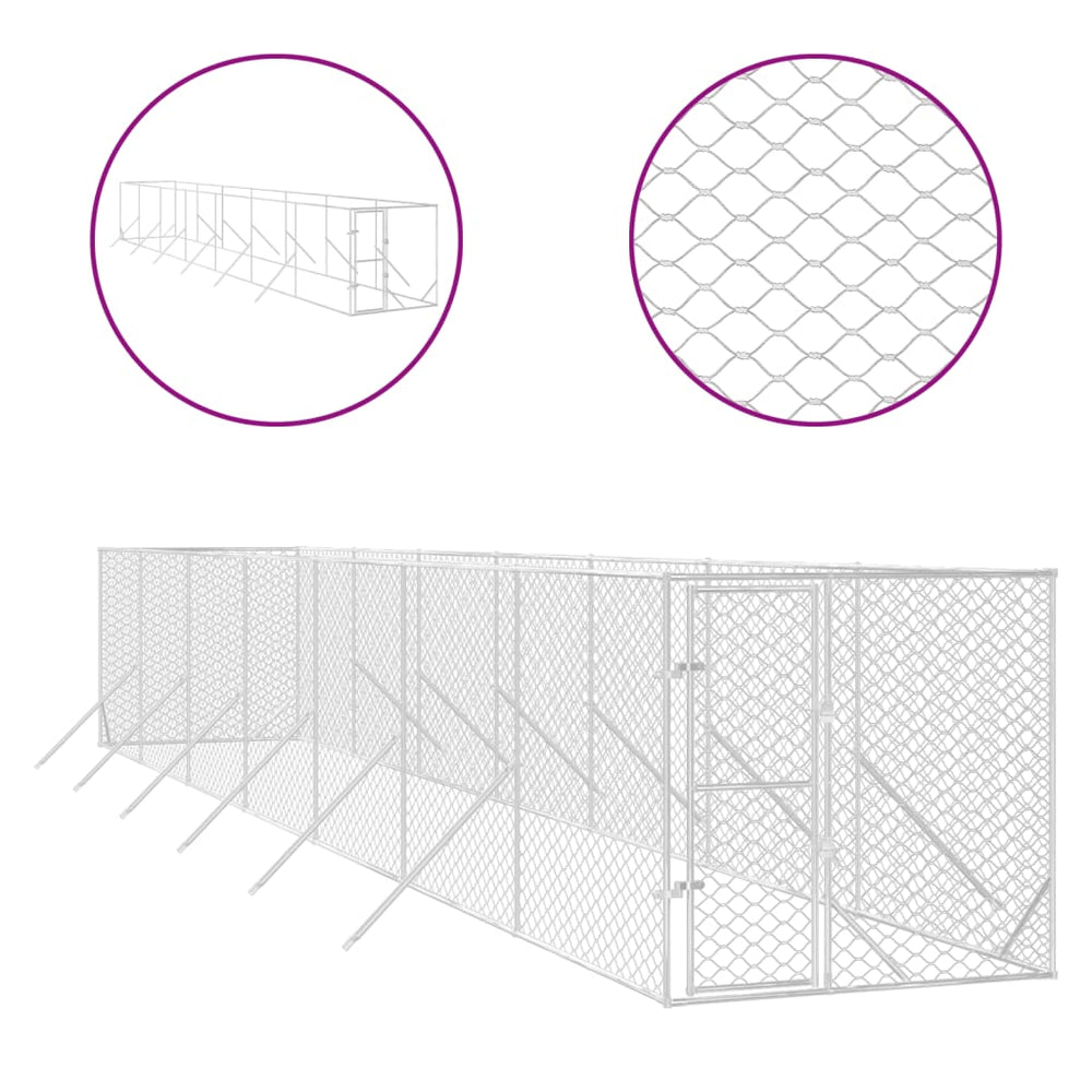 Padoc De Exterior Pentru Câini Argintiu 2X14X2M Oțel Galvanizat