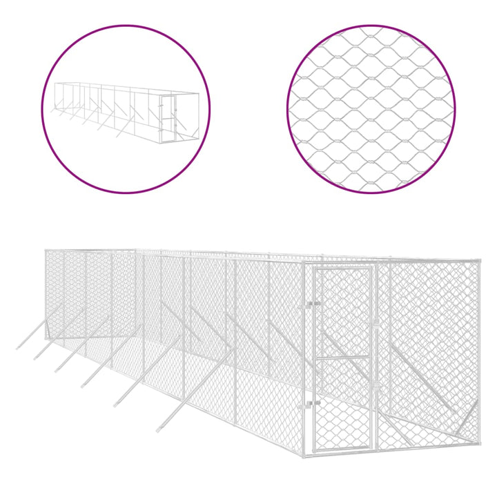 Padoc De Exterior Pentru Câini Argintiu 2X14X2M Oțel Galvanizat
