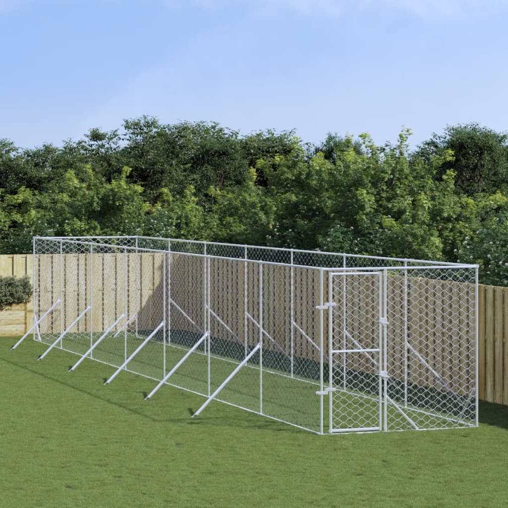 Padoc De Exterior Pentru Câini Argintiu 2X14X2M Oțel Galvanizat