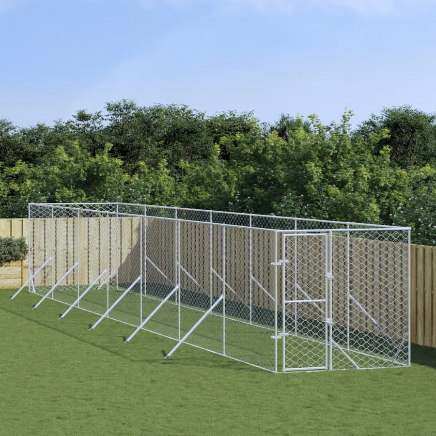 Padoc De Exterior Pentru Câini Argintiu 2X14X2M Oțel Galvanizat