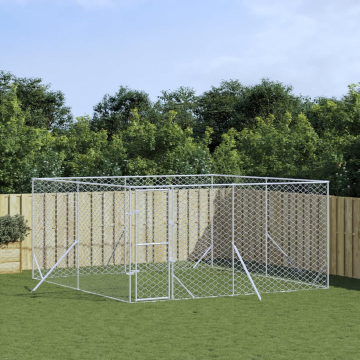 Padoc De Exterior Pentru Câini Argintiu 2X14X2M Oțel Galvanizat