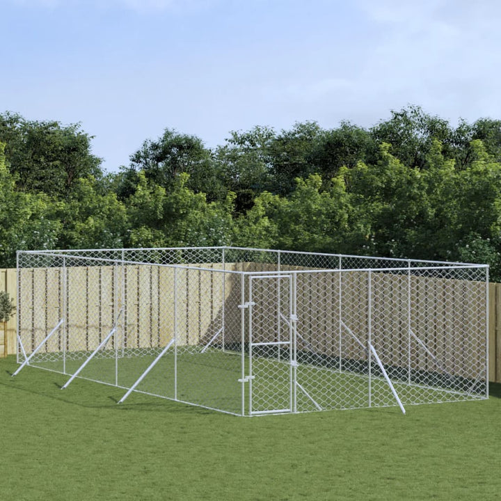 Padoc De Exterior Pentru Câini Argintiu 2X14X2M Oțel Galvanizat