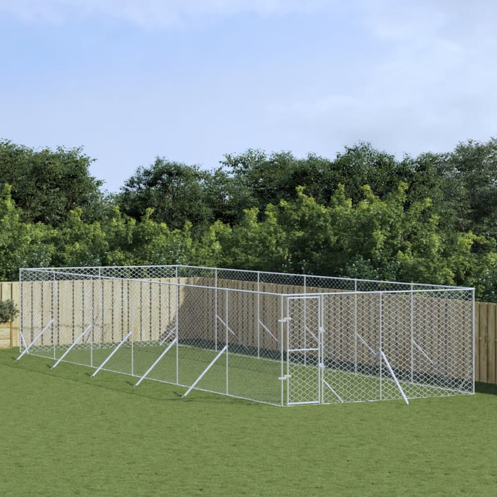 Padoc De Exterior Pentru Câini Argintiu 2X14X2M Oțel Galvanizat