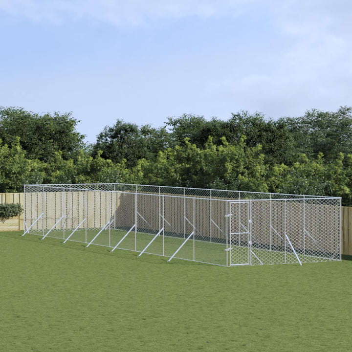 Padoc De Exterior Pentru Câini Argintiu 2X14X2M Oțel Galvanizat
