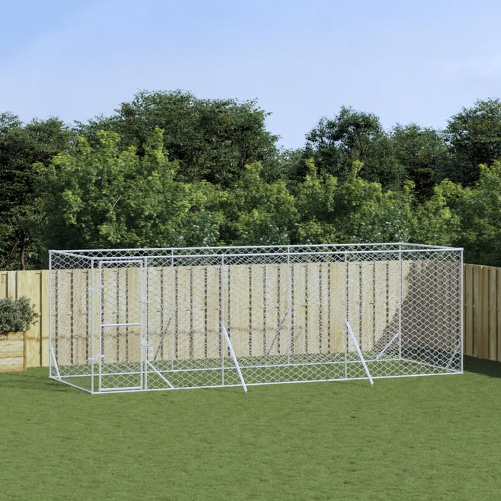 Padoc De Exterior Pentru Câini Argintiu 2X14X2M Oțel Galvanizat