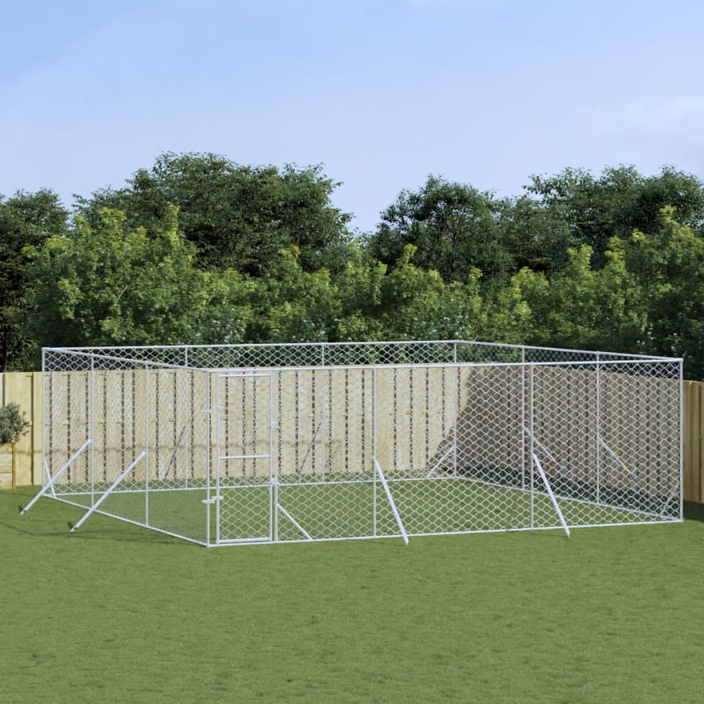 Padoc De Exterior Pentru Câini Argintiu 2X14X2M Oțel Galvanizat