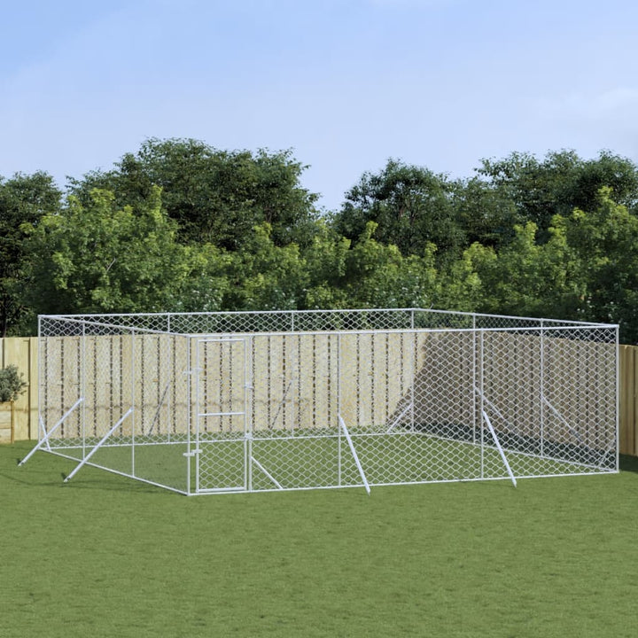 Padoc De Exterior Pentru Câini Argintiu 2X14X2M Oțel Galvanizat