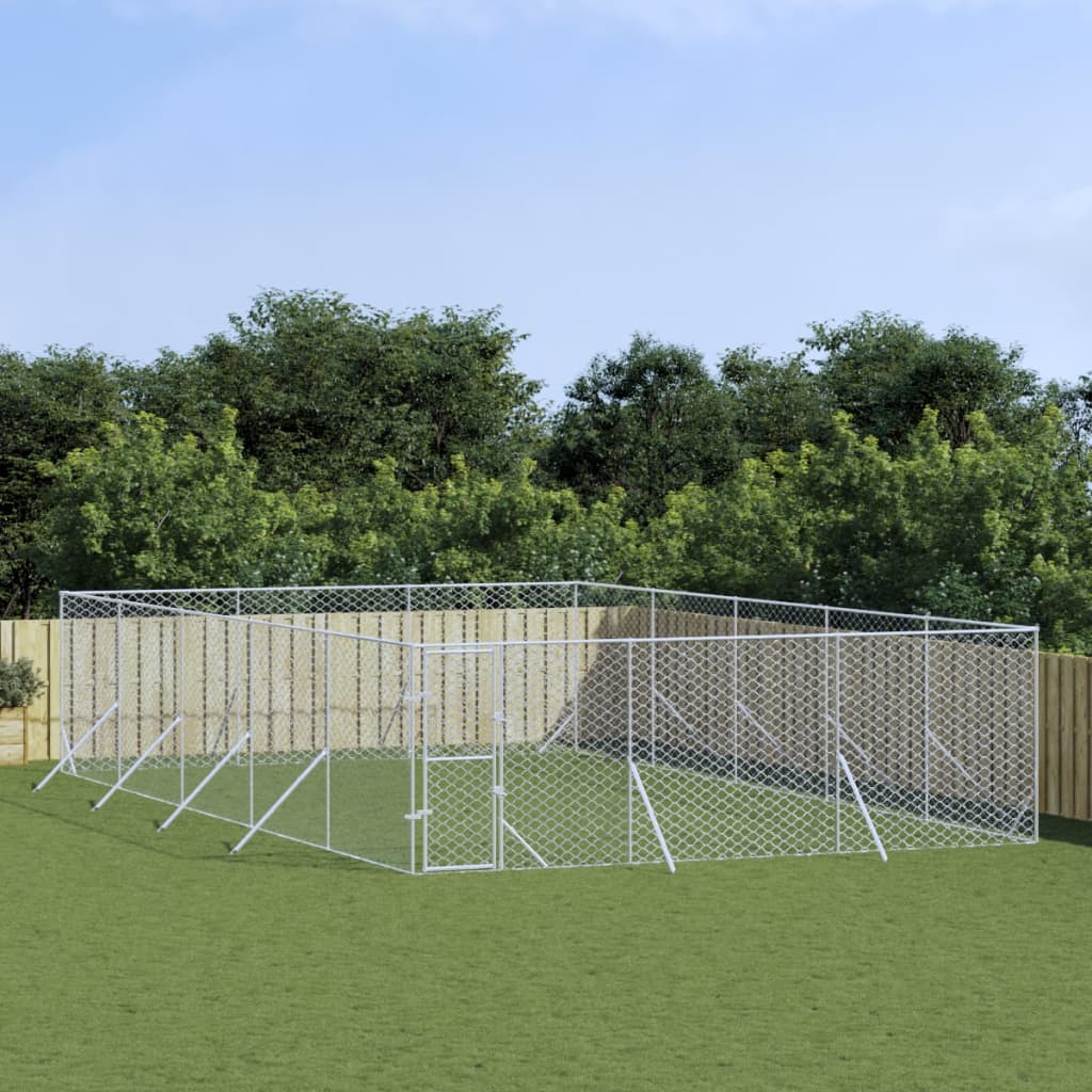 Padoc De Exterior Pentru Câini Argintiu 2X14X2M Oțel Galvanizat