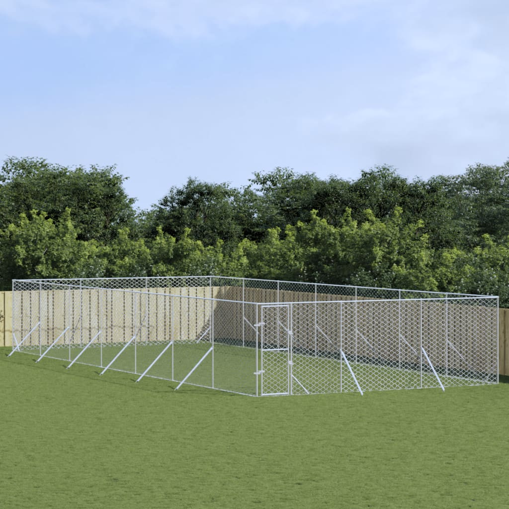 Padoc De Exterior Pentru Câini Argintiu 2X14X2M Oțel Galvanizat