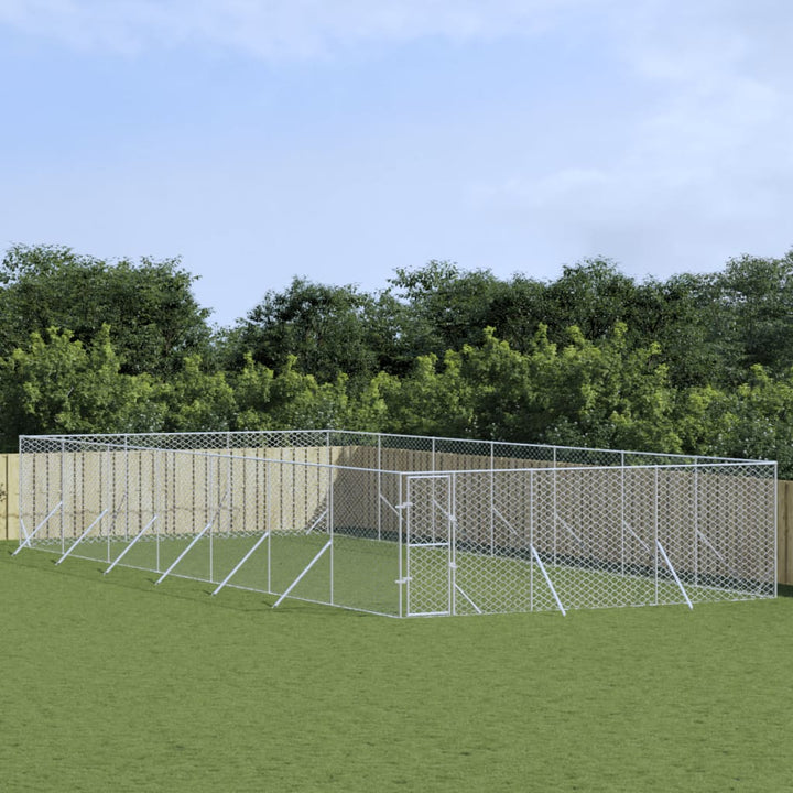 Padoc De Exterior Pentru Câini Argintiu 2X14X2M Oțel Galvanizat