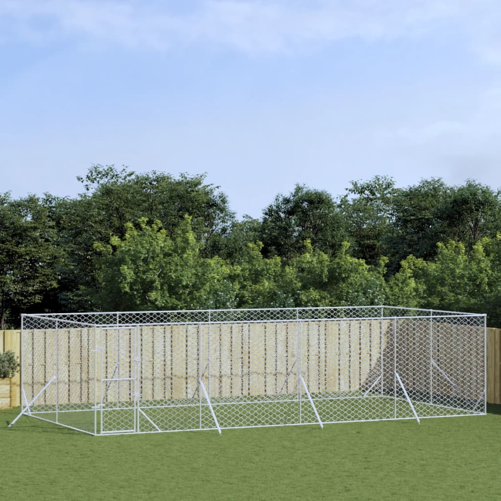 Padoc De Exterior Pentru Câini Argintiu 2X14X2M Oțel Galvanizat