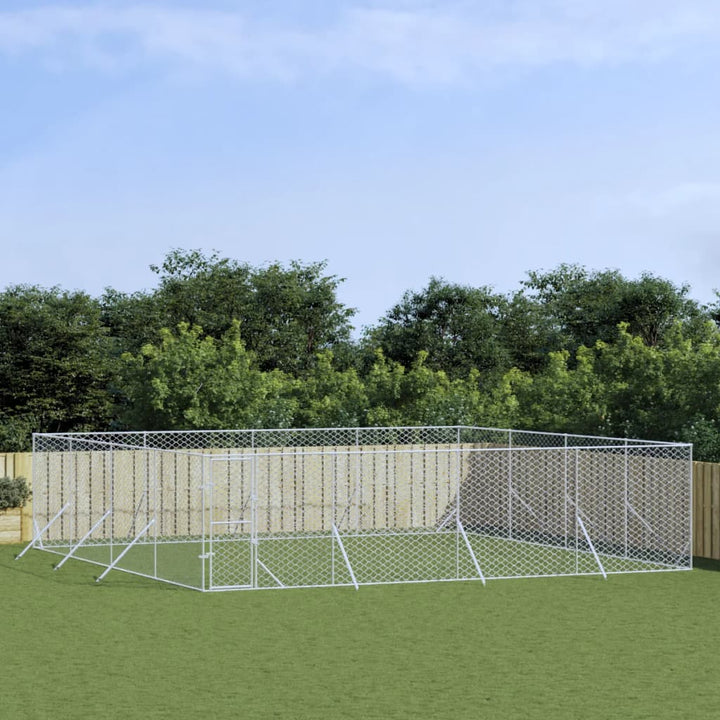 Padoc De Exterior Pentru Câini Argintiu 2X14X2M Oțel Galvanizat