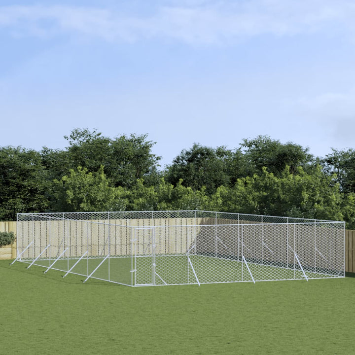 Padoc De Exterior Pentru Câini Argintiu 2X14X2M Oțel Galvanizat