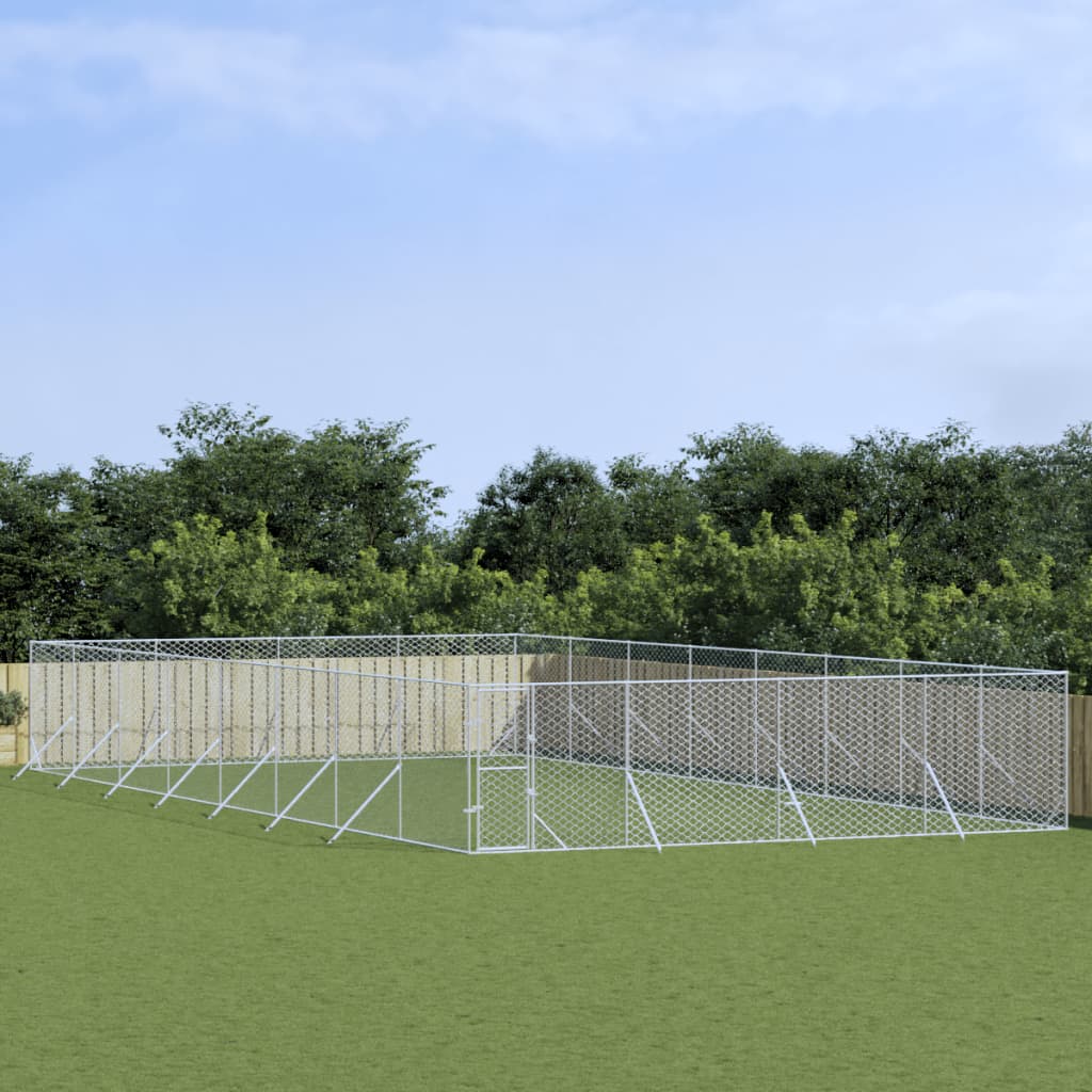 Padoc De Exterior Pentru Câini Argintiu 2X14X2M Oțel Galvanizat
