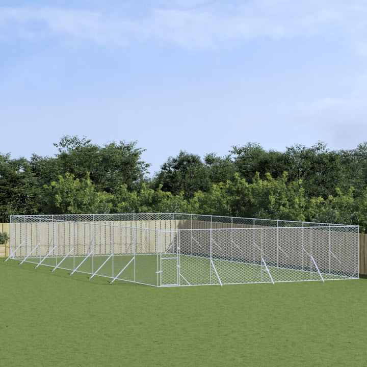 Padoc De Exterior Pentru Câini Argintiu 2X14X2M Oțel Galvanizat