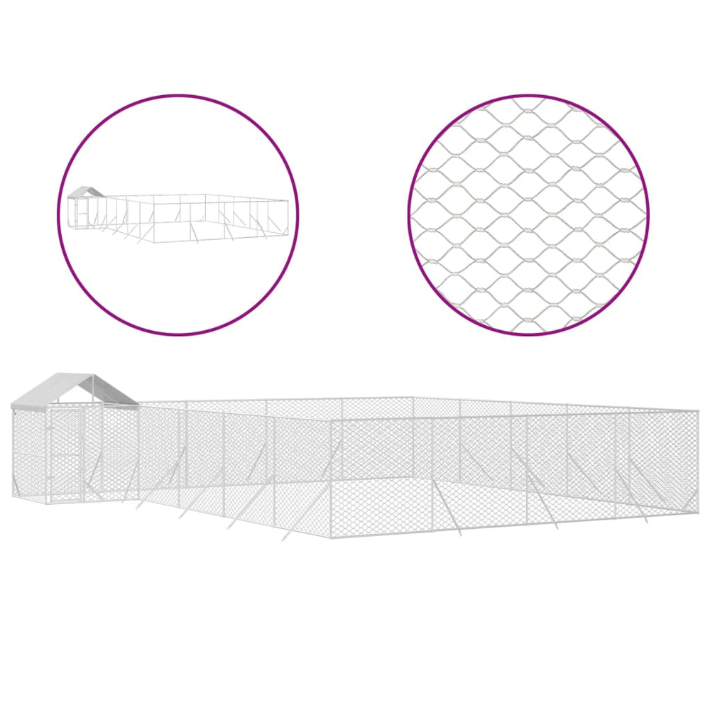 Padoc Exterior Cu Acoperiș Argintiu 10X8X2,5 M Oțel Galvanizat