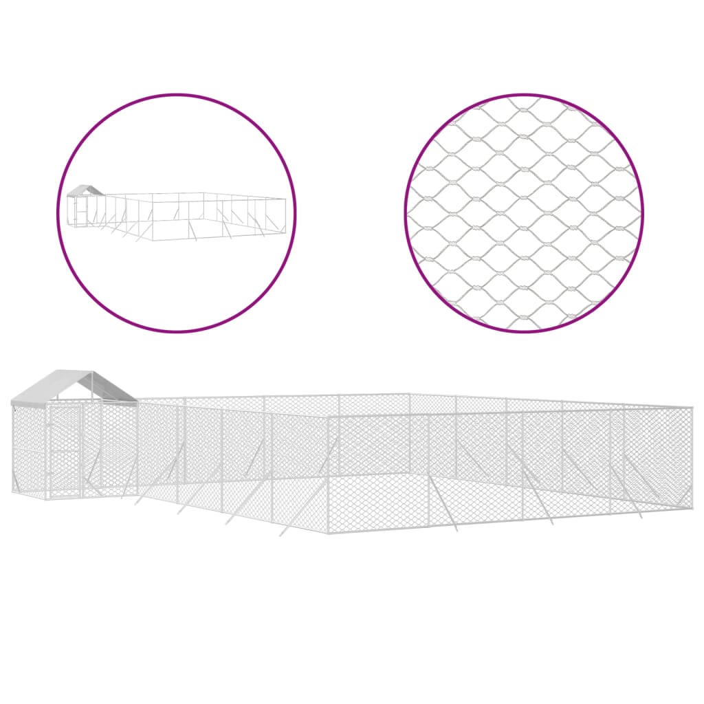 Padoc Exterior Cu Acoperiș Argintiu 10X8X2,5 M Oțel Galvanizat