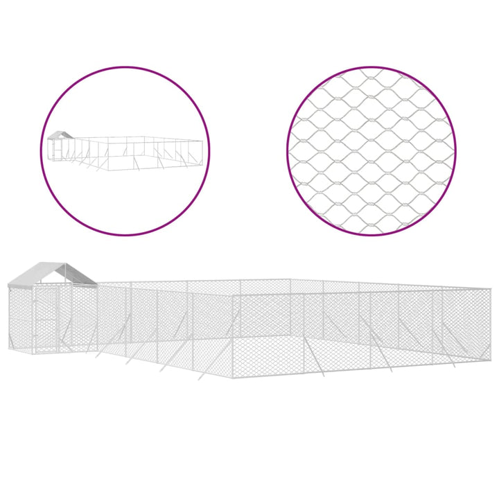 Padoc Exterior Cu Acoperiș Argintiu 10X8X2,5 M Oțel Galvanizat