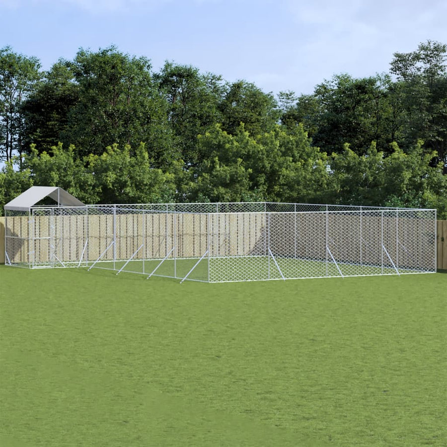 Padoc Exterior Cu Acoperiș Argintiu 10X8X2,5 M Oțel Galvanizat