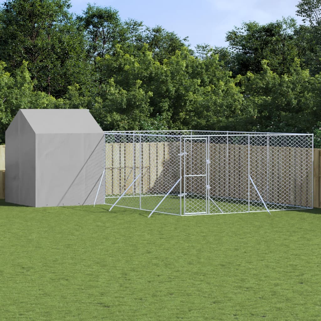 Padoc Exterior Cu Acoperiș Argintiu 12X12X2,5 M Oțel Galvanizat