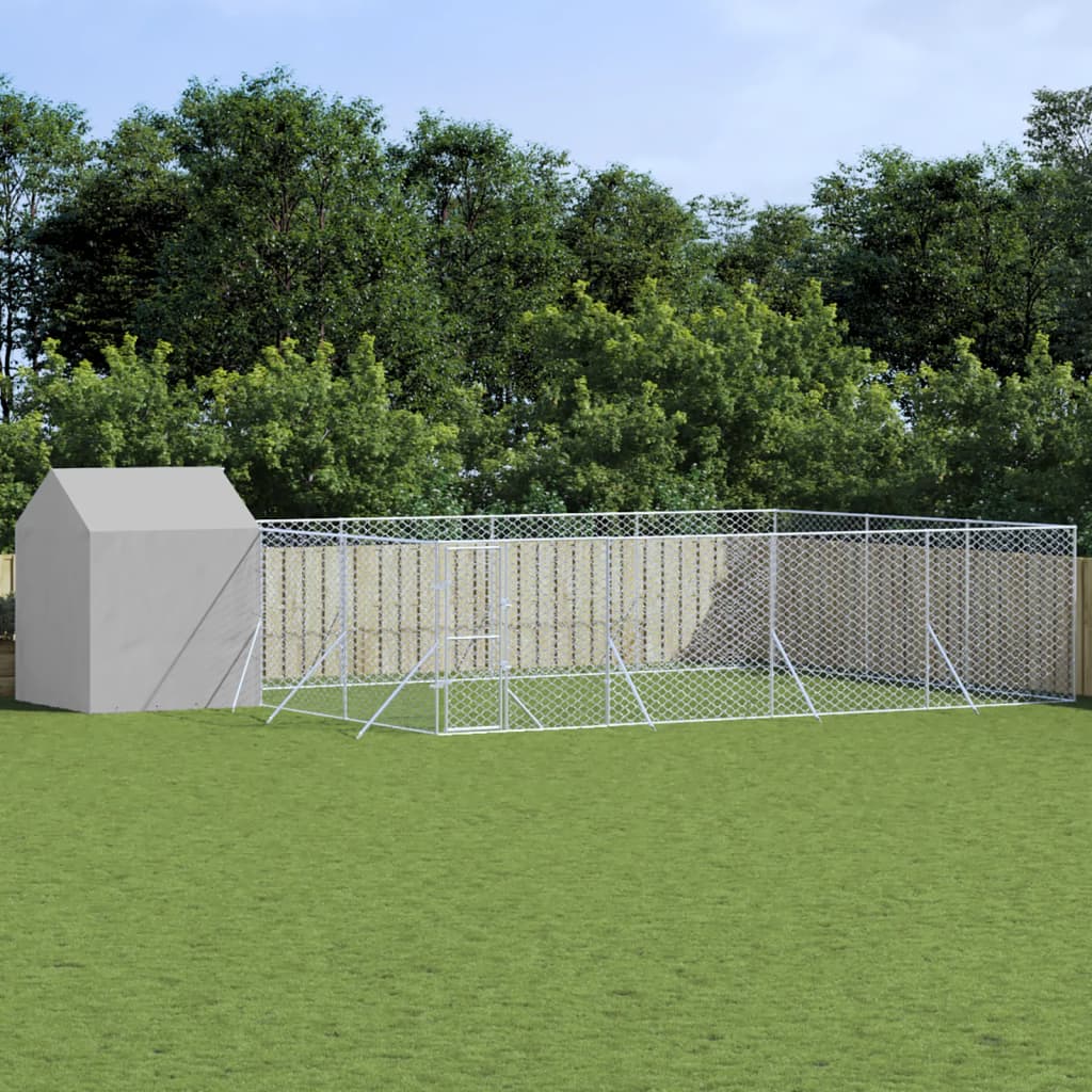 Padoc Exterior Cu Acoperiș Argintiu 12X12X2,5 M Oțel Galvanizat