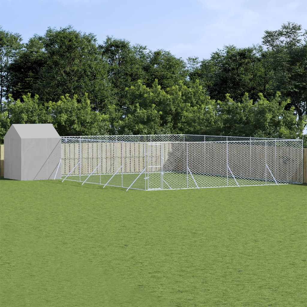 Padoc Exterior Cu Acoperiș Argintiu 12X12X2,5 M Oțel Galvanizat